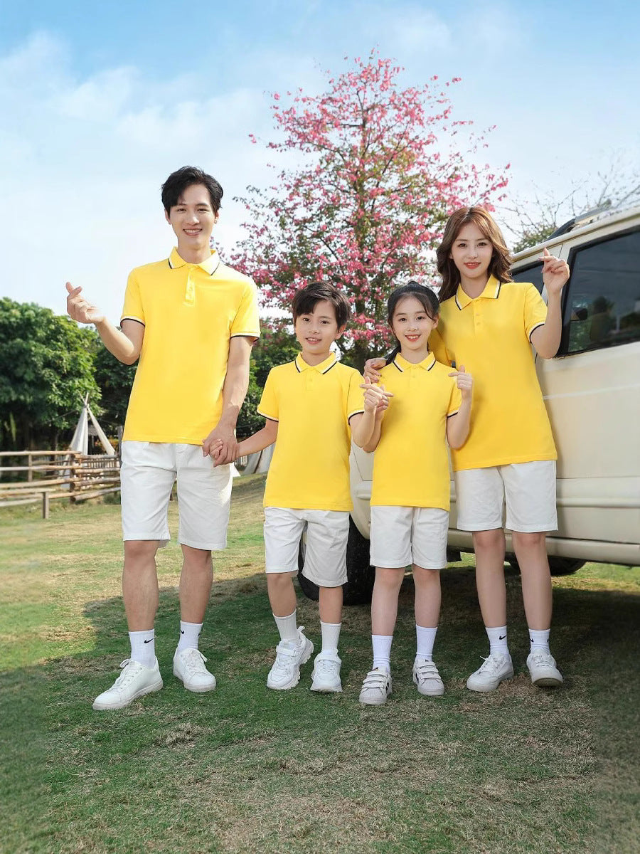 Polo de Algodão para Família — Manga Curta com Bordado Personalizado