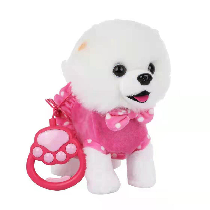 Cão Elétrico de Pelúcia com Trela e Som interativo