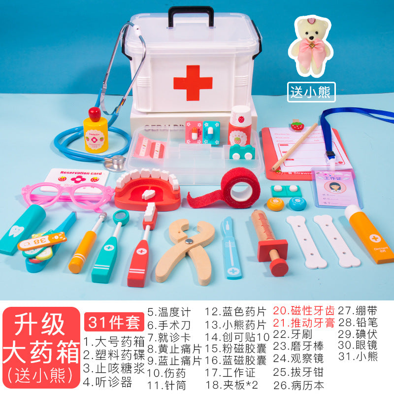 Kit de Médico em Madeira para Crianças DIY